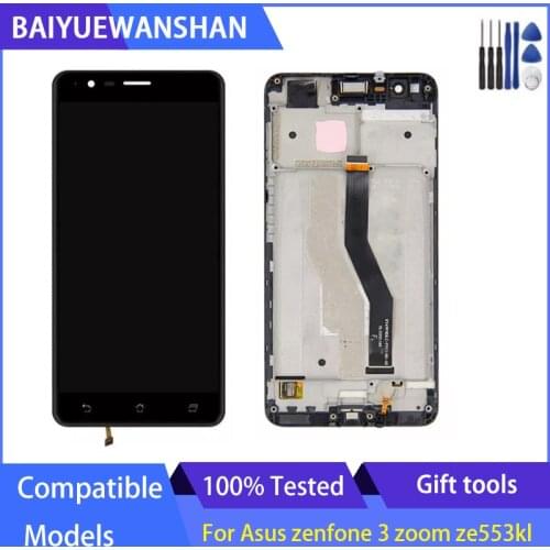Original For ZE553KL LCD display with Touch Screen Digitizer frame For Asus zenfone 3 zoom ze553kl z01hda LCD With shadow