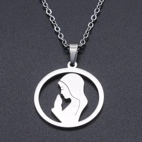 Virgin Mary Stainless Steel Charm Necklace for Women Fashion Jewelry Necklaces Wholesale Dainty Steel Necklaces Accept OEM Order