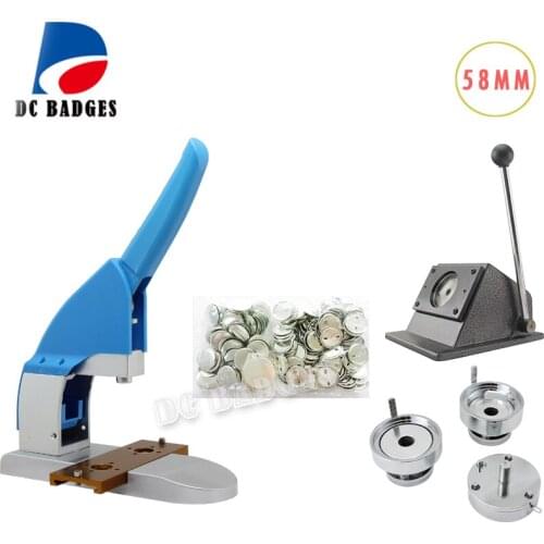 Sales package 58mm badge making machine + 58mm Metal paper cutter + 500 pcs metal pin badge accessories