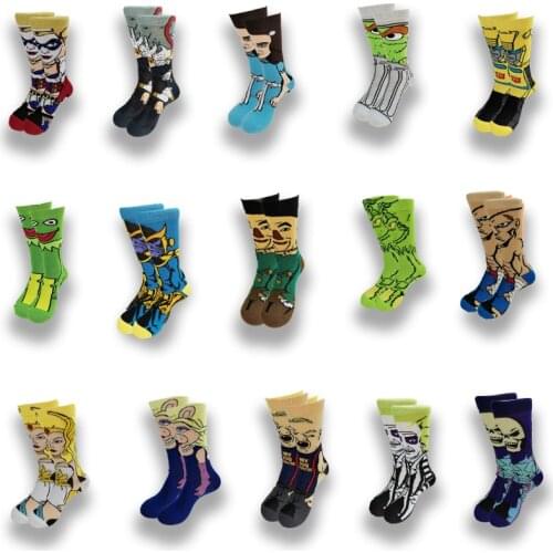 A Pair of Anime Cartoon Street Style Hip-Hop Personality Novelty Khmer Quality Warm Mens and Womens Socks in the Tube Socks