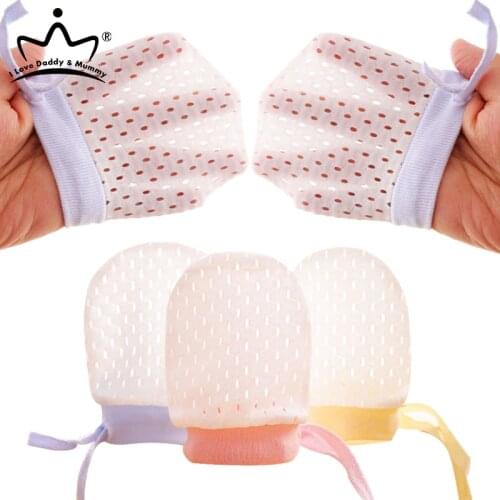 Newborn Anti Scratching Mittens Summer Breathable Mesh Baby Gloves Kids Protection Face Cotton Scratch Gloves Mittens