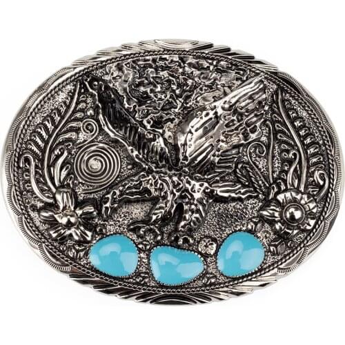 Eagle And Borse Belt Buckle White Alloy High Quality Mens' Western Cowboy Jeans Accessories Width 4cm
