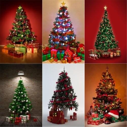 Photo Studio Props Vinyl Photography Backdrop Beautiful Christmas Tree And Gift Packages Christmas Decoration Vinyl Background