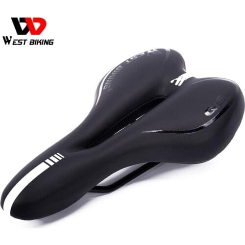 WEST BIKING Silicone Bicycle Saddle Breathable Damping Pu Leather Seat Road MTB Cycling Saddles Seat For Men Bicycle Accessories