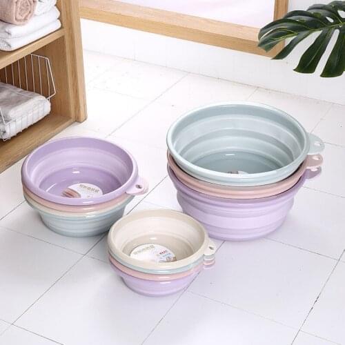 Folding Plastic Washbasin Household Thickened Laundry Washing Face Foot Vegetables Fruit Travel Outdoor Camp Wash Basins