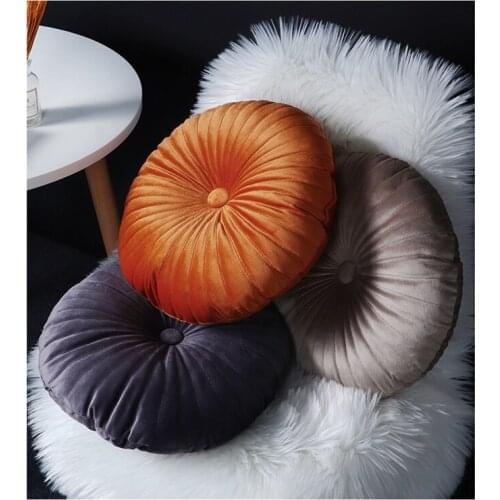 Modern Home Small Pumpkin Shape Velvet PP Cotton Chair Cushion Pillow Household Creative Sofa Back Pillow Round Couch Pillow