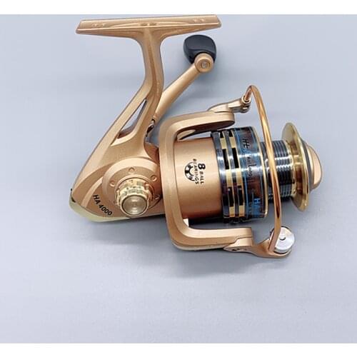 Spinning Fishing reel 8bb Gold metal fishing reel 5.2:1 HA4000 HA5000 HA6000