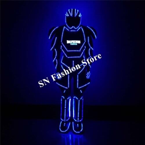 QZ14 Ballroom dance led costumes luminous light wearable armor singer dj robot suit mens bar club stage clothes show helmet led