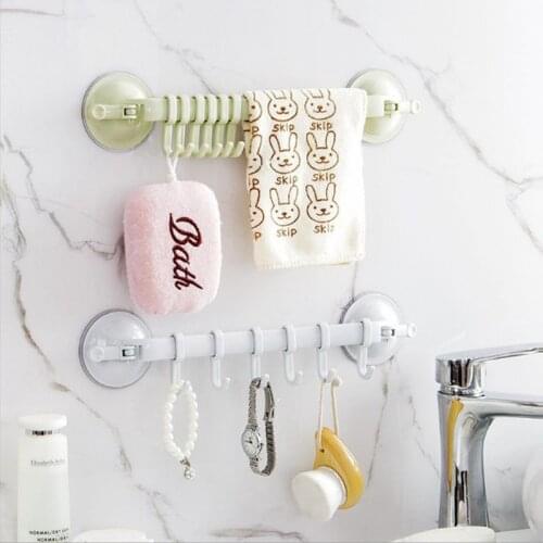 T suction cup rotating towel rack 6-link rack Multi-function towel rack bathroom towel rod curtain rods shower rings