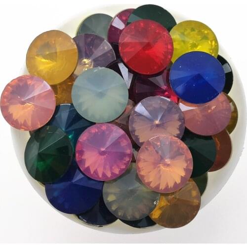 TopStone 100pcs Round Rivoli Rhinestone Pointed Back Resin Crystal Opal Colors Fancy Stone 8mm 10mm 12mm 14mm 16mm 18mm