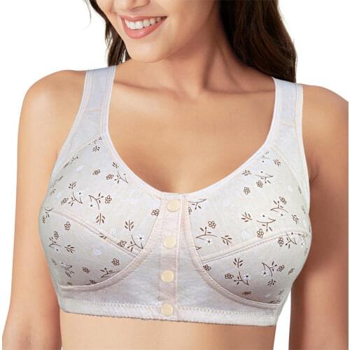 Front Closure Cotton Bras Women Camisole Bra Bralette Middle Age Women Everyday Underwear Soft Plus Size 48 50 52 B C Cup