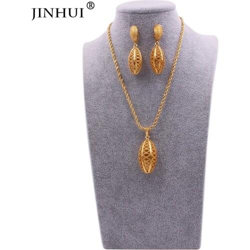 Jewelry sets African gold color for women bridal Indian Dubai necklace pendants earrings set wedding jewellery wife gifts set