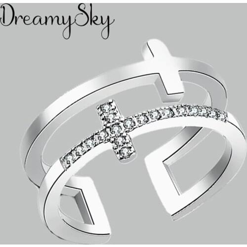 Fashion Female Cross Finger Rings For Women Lover Wedding Jewelry Party Trendy Statement Rings Wholesale