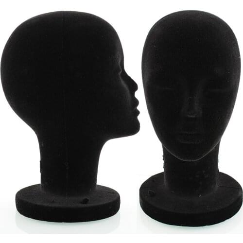 Female Styrofoam Foam Mannequin 56cm Head Head 56cm Black Black Stand Model Hair Wig Manikin Hat Display Glasses