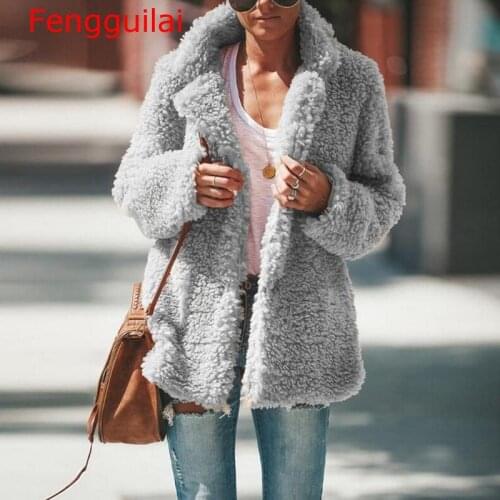 Women Coat Autumn Winter Faux Fur Jacket Coat Women Large Size Plush Overcoat 2020 New Office Ladies Long Sleeve Open Stitch