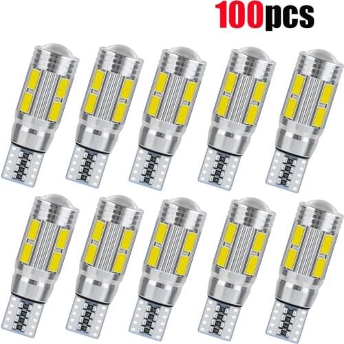 100pcs T10 W5W 194 168 Car LED Light 5630 10SMD Canbus Error Free Auto Interior Side Turn Bulb Lamp Amber Yellow Oragne 12V