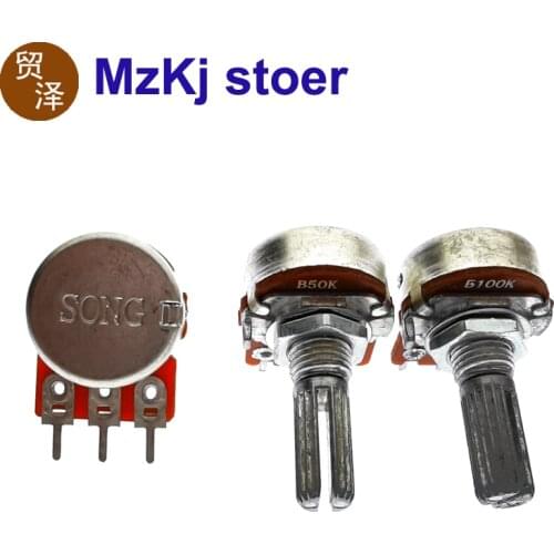 3PCS Taiwan RK16 3PIN 20MM 10K 50K 100K Rotary Potentiometer Audio Volume Control Pot B10K B50K B100K WH148