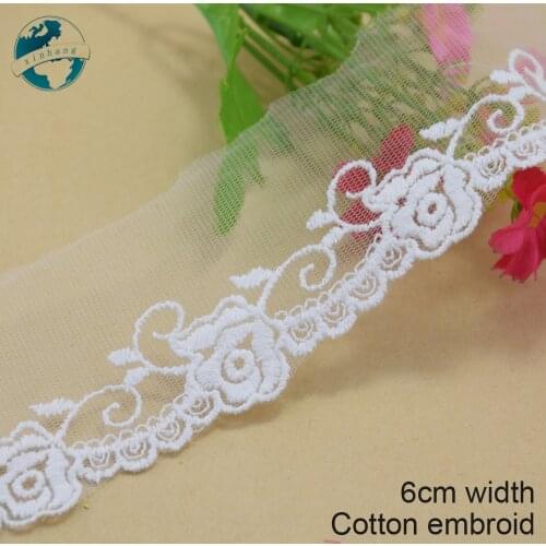 5yards 6cm white lace cotton embroidery lace french lace ribbon fabric guipure diy trims warp knitting sewing Accessories#2888