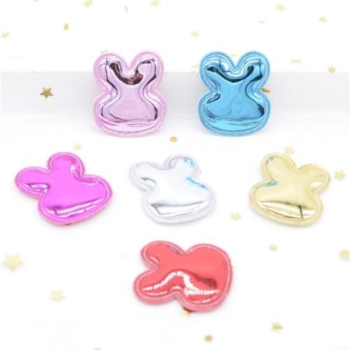 20Pcs 26*30mm PU Fabric Patches Padded Kawaii Rabbit Felt Garment Appliques for Decor DIY Headwear Hair Clips Accessories H17