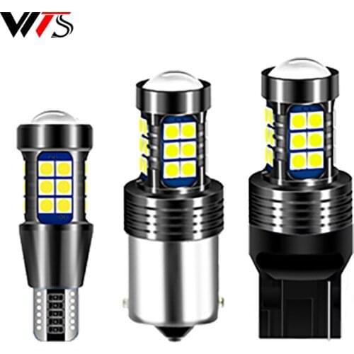 2PCS Car Signal W16W T15 Canbus Reverse Light 1156 BA15S P21W 7440 LED Lamps 3030 27SMD Replace Super Bright Brake Bulb White