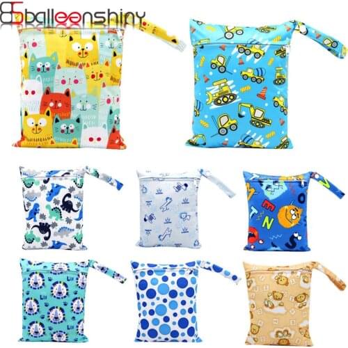Balleenshiny Wet Dry Bag With Two Zippered Baby Diaper Bag Nappy Bag Waterproof Reusable Washable 20*25cm Stroller Accessories