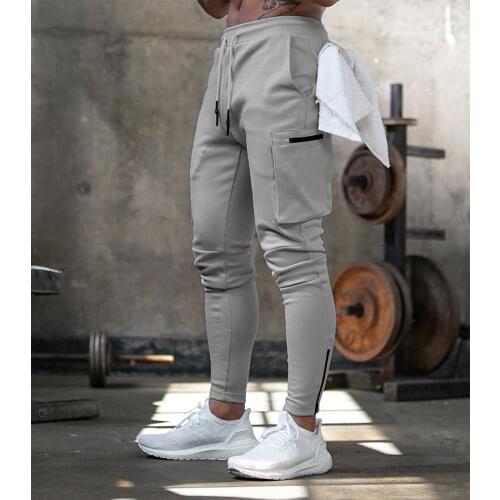 Fashion Stitching Men Pants Fitness Casual Elastic Pants Men Bodybuilding Clothing Casual Navy Military Sweatpants Joggers Pants