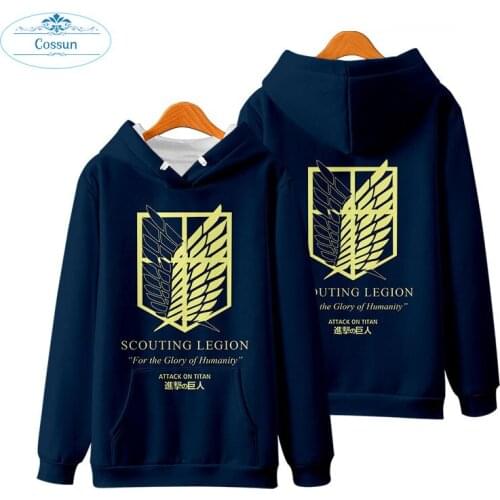 COSSUN Hot Anime Attack On Titan Survey Corps Cosplay Fashion Hoodies Pullover Harajuku Hooded Sweatershirt Unisex
