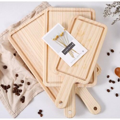 2 Size Natural Kitchen Chopping Blocks Bread Pallet With Handle Baking Cutting Board Wooden Board Handmade Kitchen Accessories