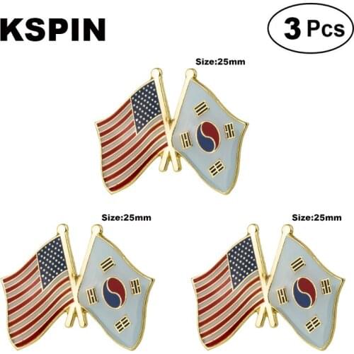 U.S.A.& South Korea Frendship Lapel Pin Brooches Pins Flag badge Brooch Badges