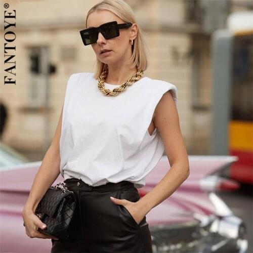 FANTOYE Cotton Sleeveless Summer Tops Women Hot Sale Casual O-Neck Loose Shirts For Women New Basic T-shirt Tees Streetwear 2020