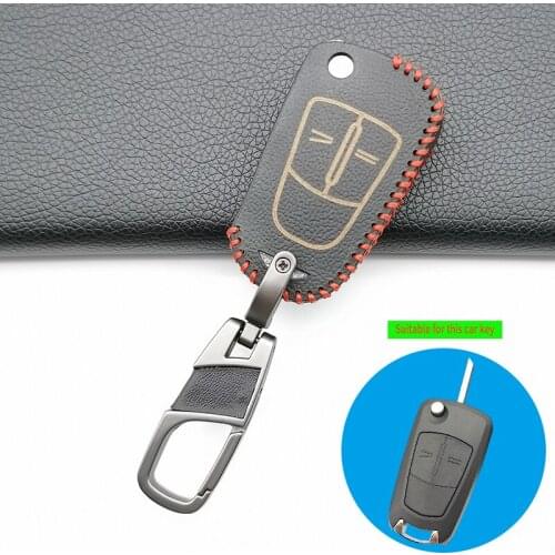 Hot sale leather key cover protector for Vauxhall Opel Corsa Astra Vectra Signum 2 button remote flip folding bike key case