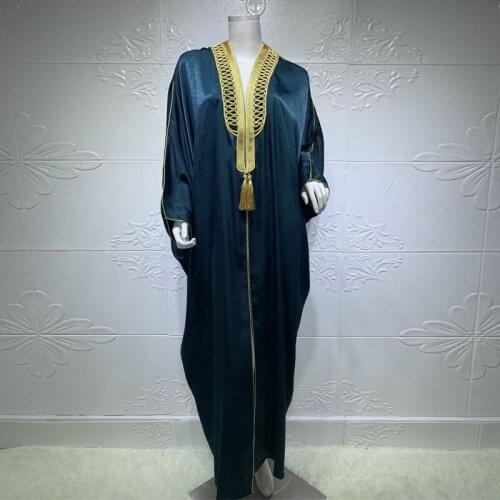 Robe Plus Size 2021 Summer Gold Batwing Sleeve Arabic Muslim Turkey Clothes France Velvet Dubai Open Abaya Dress for Women