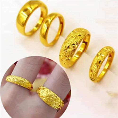 [lovers ring] 999 words printed all over the sky star male and female ring copper gold-plated jewelry wholesale