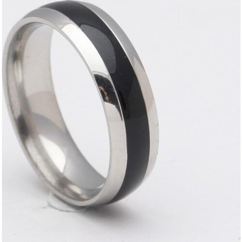 Silver color stainless steel ring paved black line love foever engrave finger rings jewelry Fashion men ring pack of 5pcs