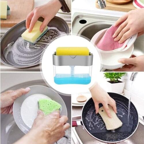 Soap Box Sponge Soap Dispenser Automatic Distributor Kitchen Dishwasher Manual Press Detergent Container Organizer Kitchen Tools