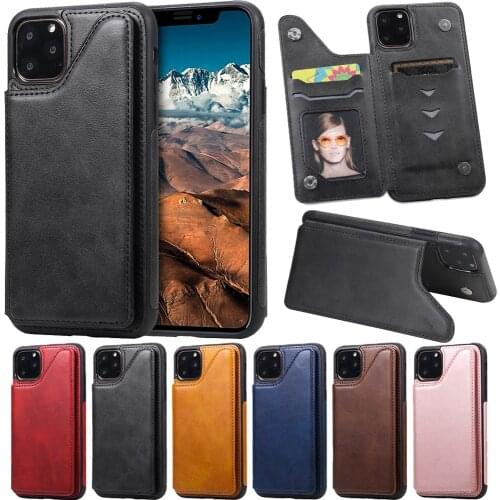 Leather Phone Case For iPhone Apple 12 Pro Max 12 Mini 11 Pro XS Max XR X 8 7 Plus SE 2020 With Card Slot Holder Phone Cover Bag