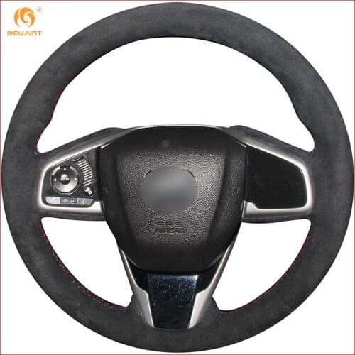 MEWANT Black Suede Car Steering Wheel Cover for Honda Civic Civic 10 2016 2017 2018 CRV CR-V 2017 Interior Accessories Parts