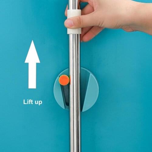 1 Set Multifunctional Broom Rack Easy Installation ABS Wall Mountable Waterproof Mop Holder for Home
