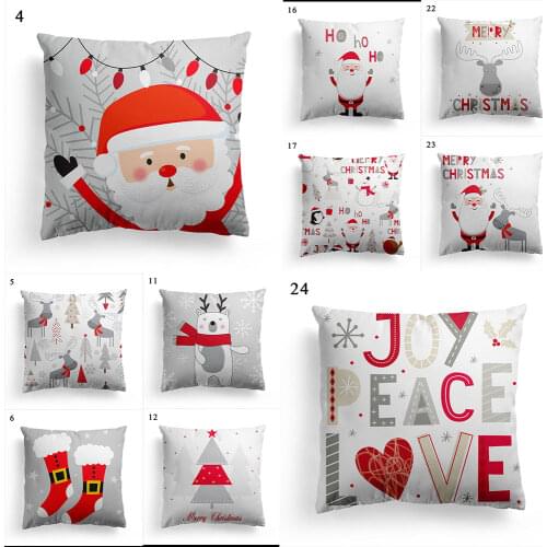 Merry Christmas Throw Pillows Covers Square Cushion Cover Santa Claus Decorative Pillow Case For Sofa Car Home Decor 45*45cm