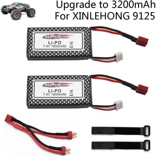 Upgrade to 3200mAh lipo batttery for XINLEHONG 9125 Remote Control Car Spare Parts 7.4v 1600mah Battery for XLH 9125 toy parts