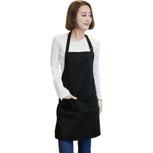 Solid color Adjustable Bib Apron with 2 Pockets Cooking Kitchen Chef Women Men Aprons for Home Kitchen Restaurant Coffee house