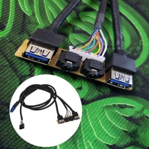 Portable High Speed Transfer 60cm USB 3.0 Front Chassis Baffle Cable Connector for Computer 2 x USB3.0/2.0 HD Audio Interface
