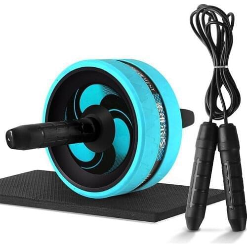 Abdominal Roller with Knee Pad Adjustable Jump Rope for Home Office Gym Fitness Workout Exercise