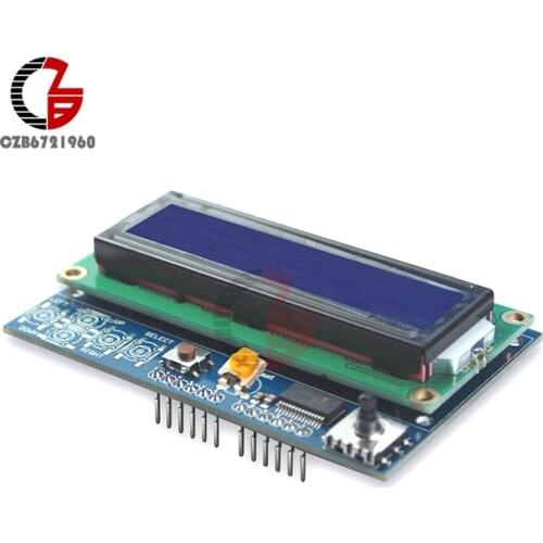 Brightness Adjustable 1602 LCD Module Shiled IIC I2C MCP23017 5 Keypad Development Board for Arduino UNO R3 DIY