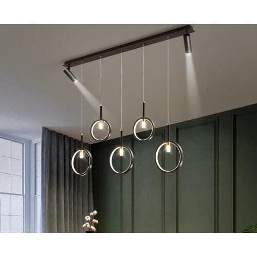 Led dining room chandelier modern simple single three head dining table bar creative personality spotlight living room lamp