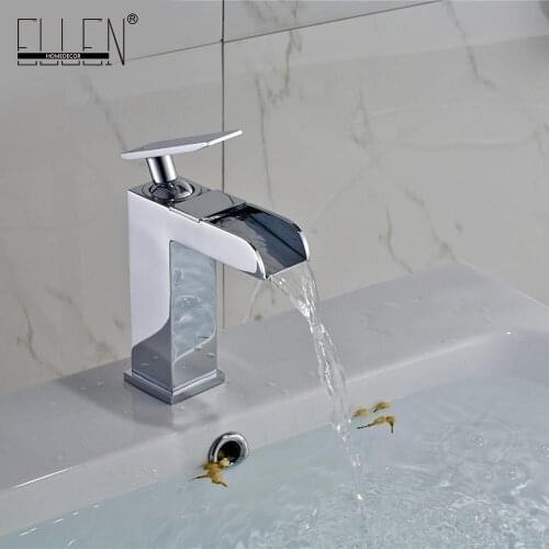 Vidric Luxury Waterfall Bathroom Sink Faucet Solid Copper Mixer Tap Hot and Cold Single Handle Chrome Faucets Finished EL520