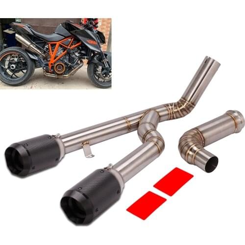 Dual-outlet for KTM 1290 Super Duke R 2014-2016 Motorcycle Exhaust Pipe 2 Mid Pipe Slip On 51mm Muffler with DB Killer Escape