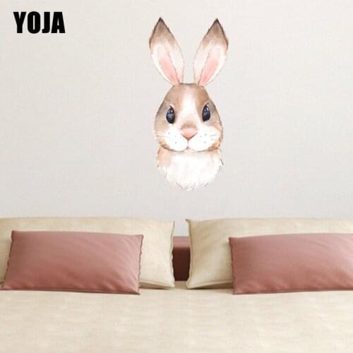YOJA 23.3×51CM Cute Watercolor Bunny Avatar Kids Room Wall Sticker Funny Cartoon Home Decor Decal 8WS0113