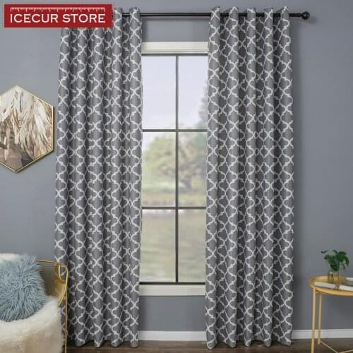 ICECUR Modern blackout curtains for Living room bedroom Geometry Printed for kitchen window treatment blinds finished drapes