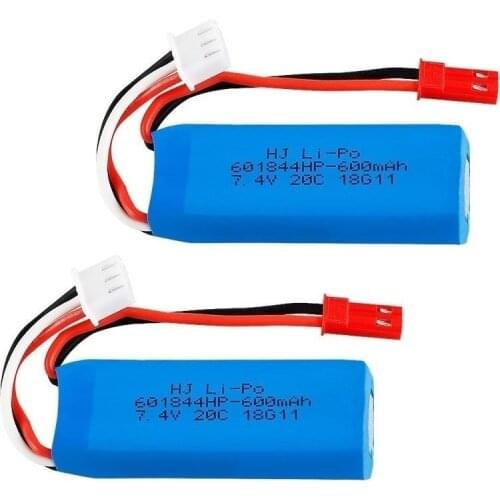 1/2PCS/lot 7.4V 600mAh 20C Lipo Battery for WLtoys K969 K979 K989 K999 P929 P939 RC Car Parts 2s 7.4v high quality LIPO Battery